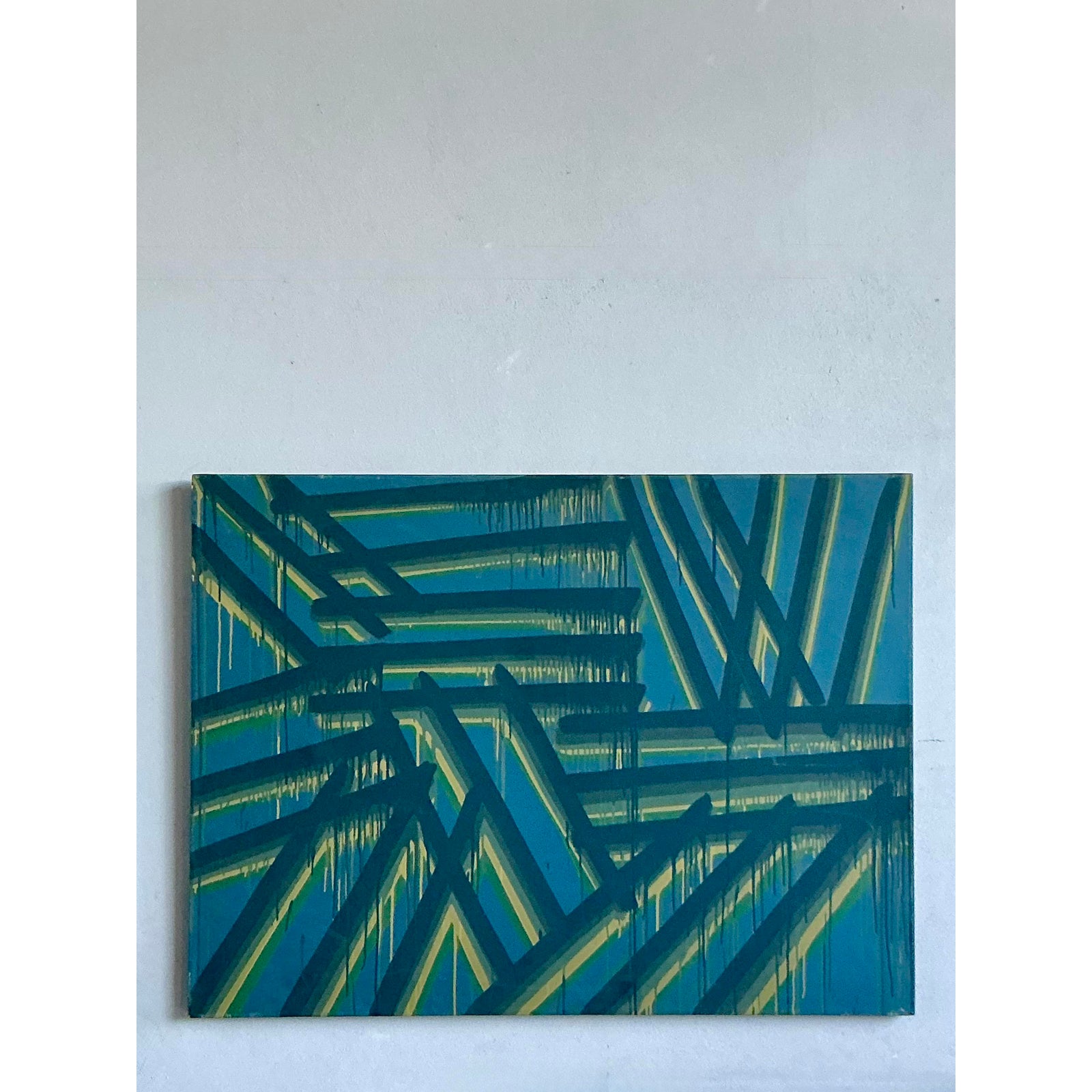 Vintage Boho Original Abstract Oil on Canvas - Side view