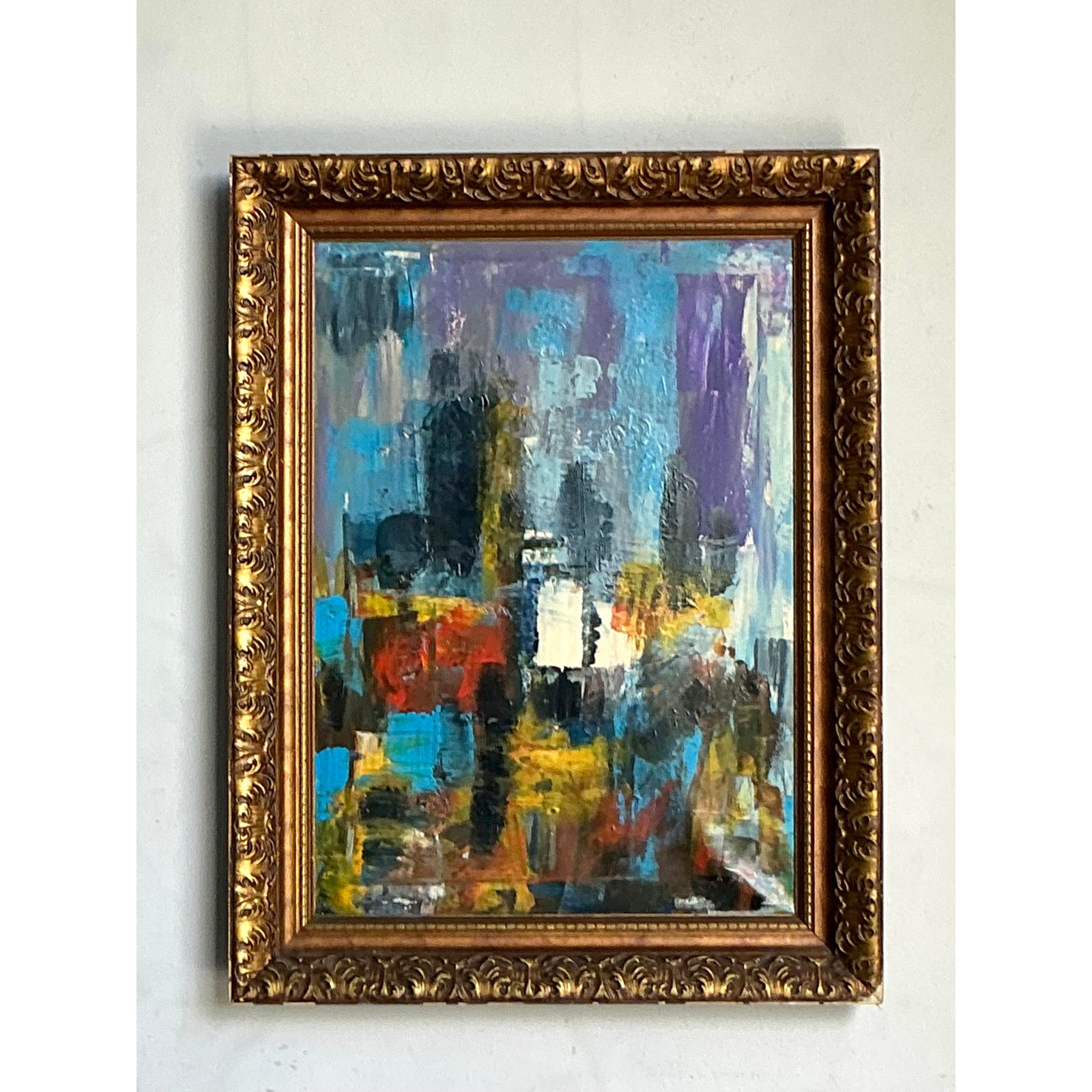 Vintage Boho Original Abstract Oil on Canvas - Side view
