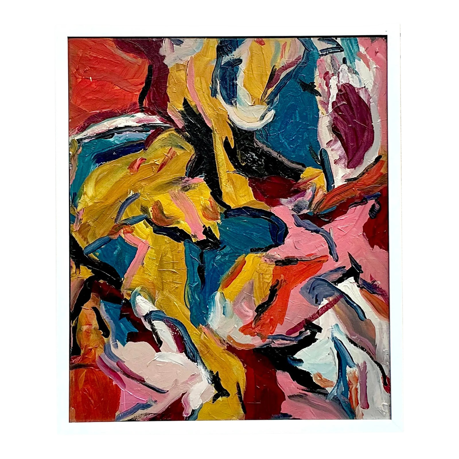 Vintage Boho Original Abstract Oil on Canvas