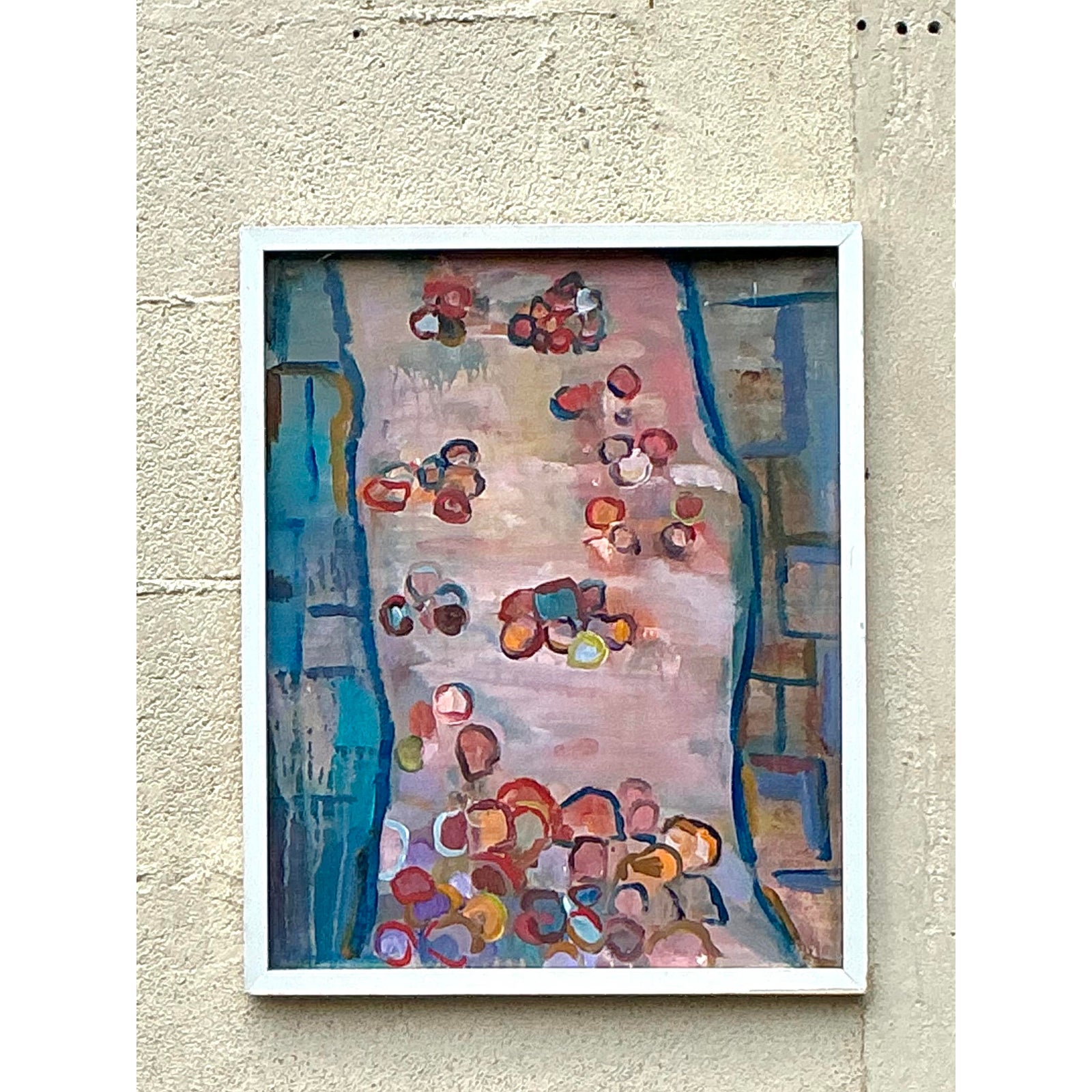 Vintage Boho Original Abstract Oil on Canvas - Back view