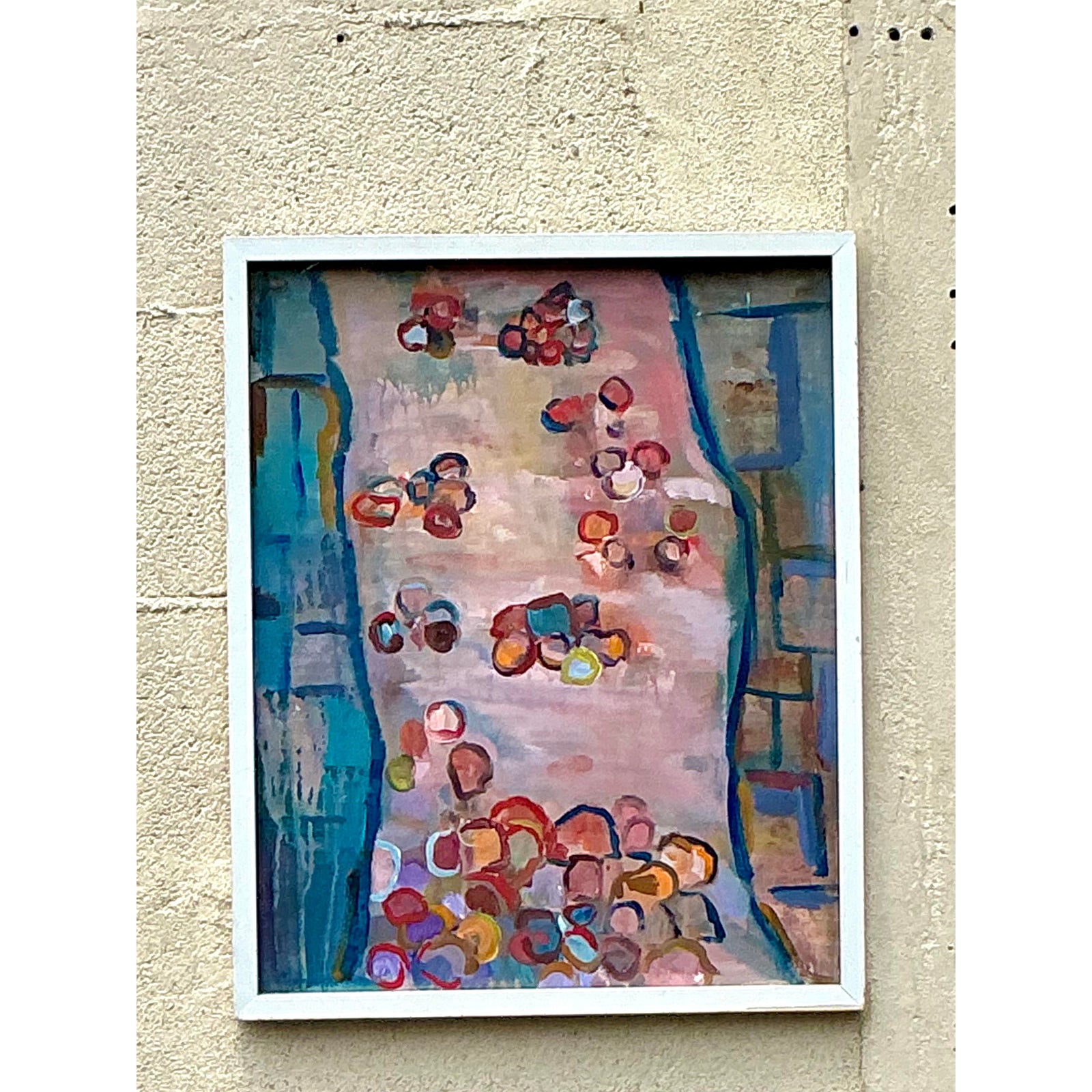 Vintage Boho Original Abstract Oil on Canvas - Side view
