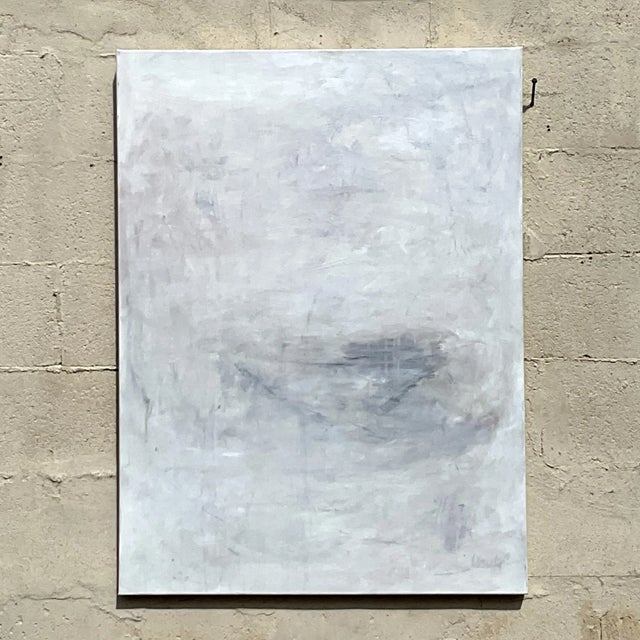 Vintage Boho Original Abstract Oil on Canvas - Side view
