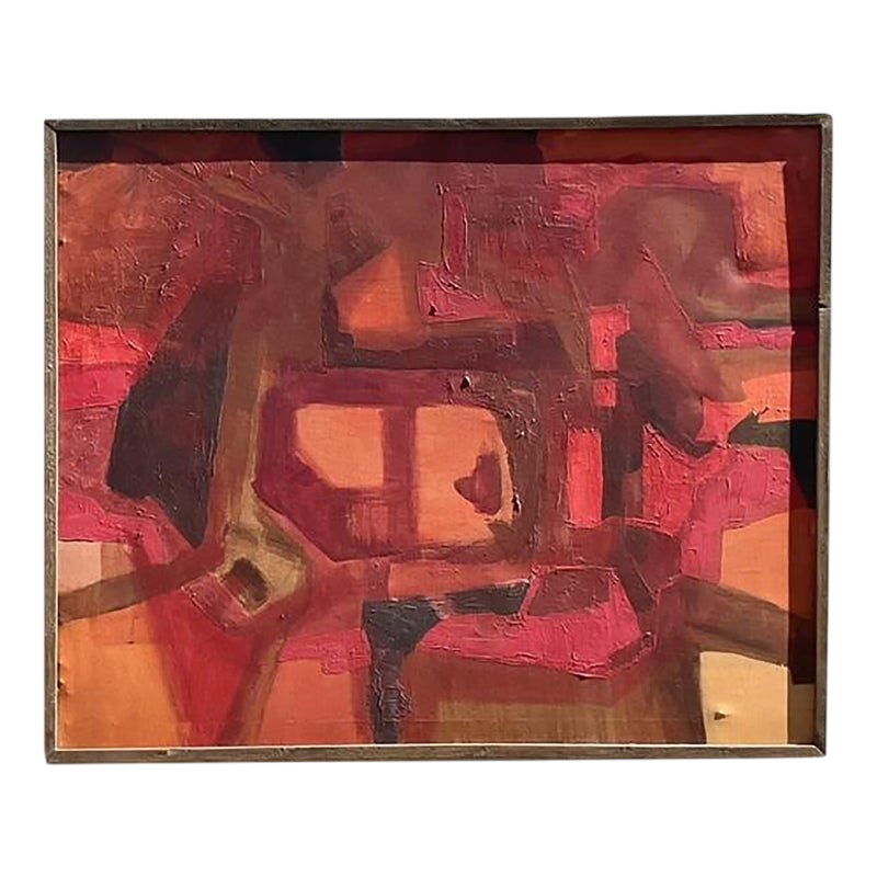 Vintage Boho Original Abstract Oil on Canvas Painting