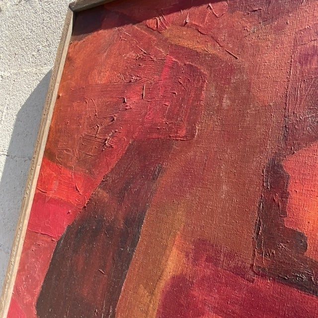 Vintage Boho Original Abstract Oil on Canvas Painting - Side view