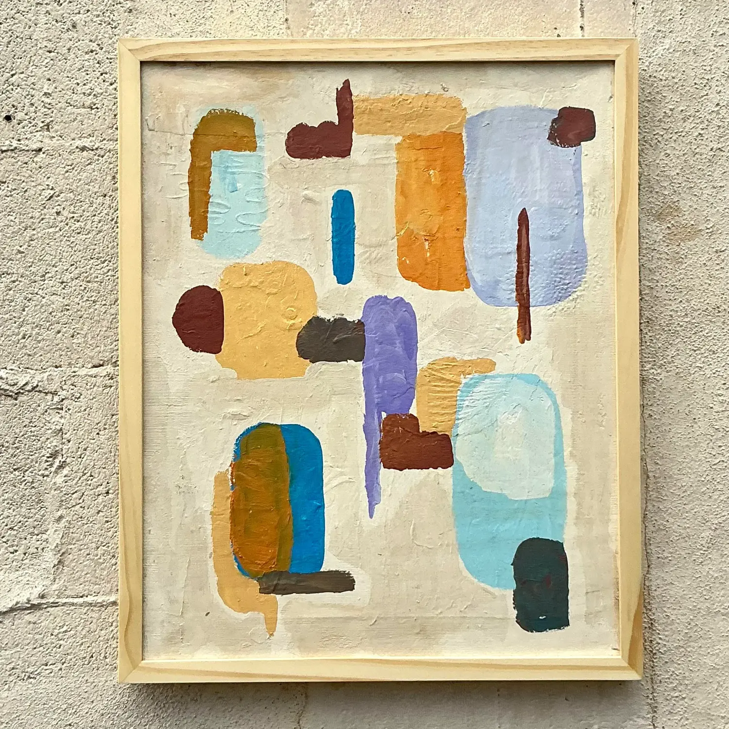 Vintage Boho Original Abstract Oil Paining on Canvas - Detail view