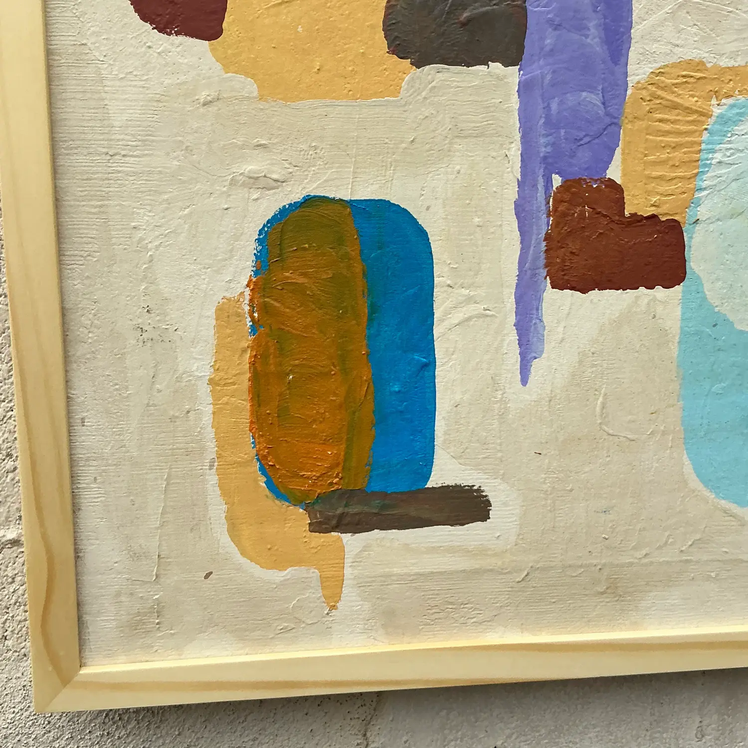 Vintage Boho Original Abstract Oil Paining on Canvas - Top view