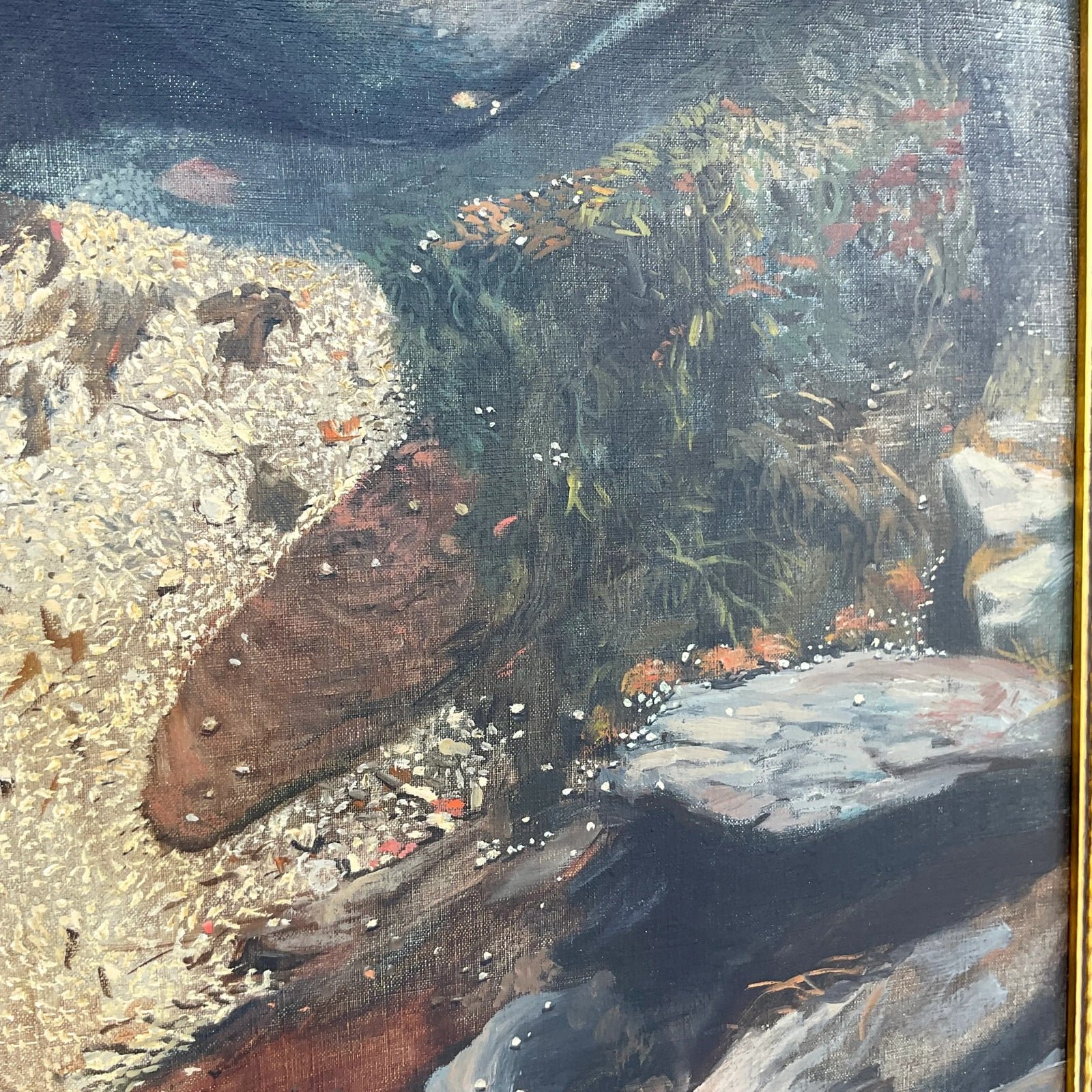 Vintage Boho Original Abstract Oil Painting - Top view
