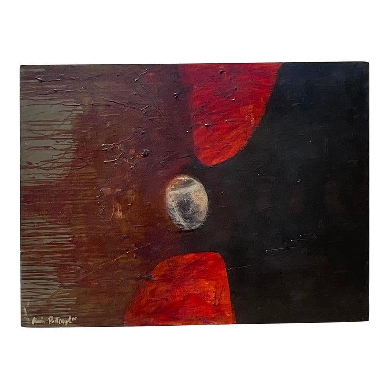 Vintage Boho Original Abstract Oil Painting on Board