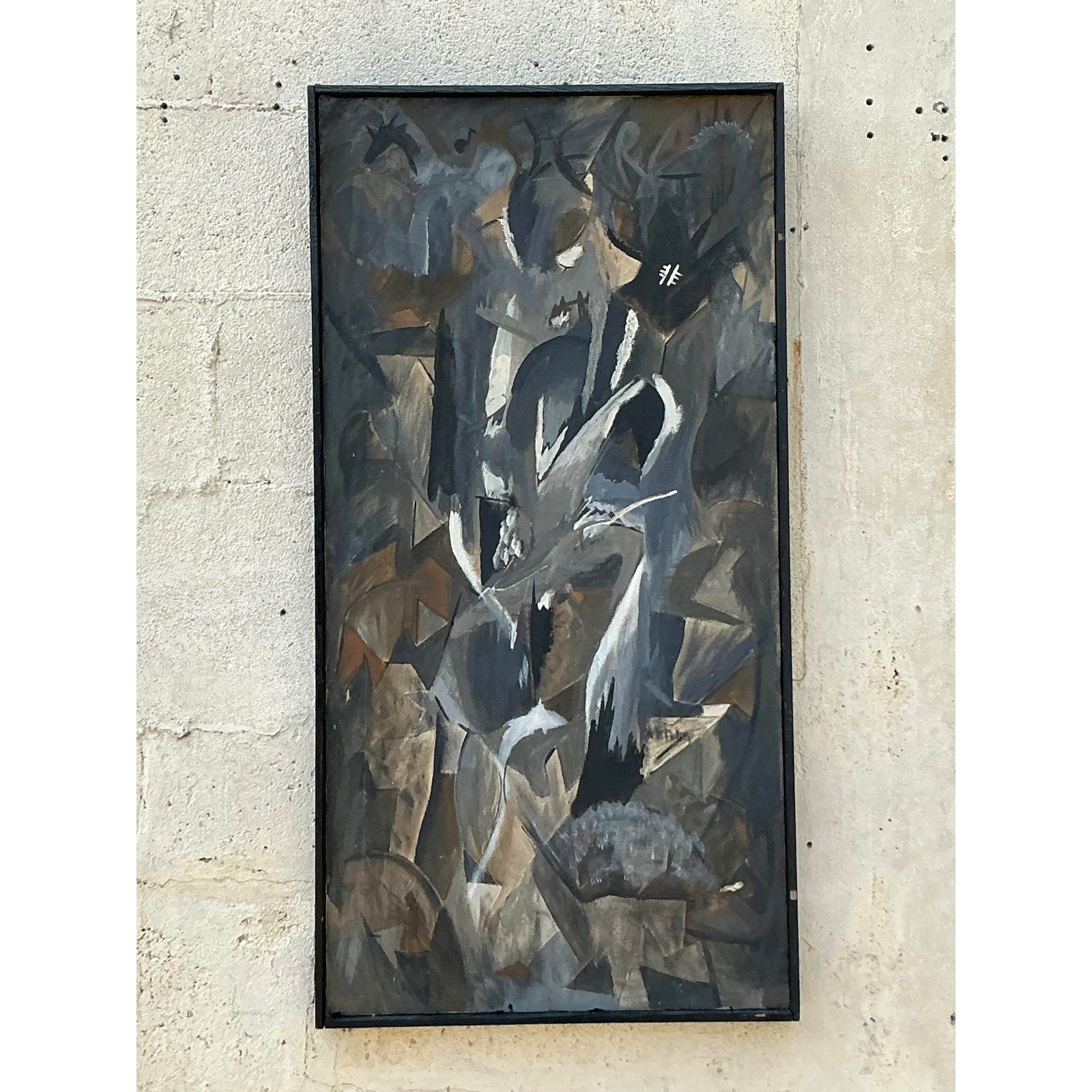 Vintage Boho Original Abstract Oil Painting on Canvas - Back view