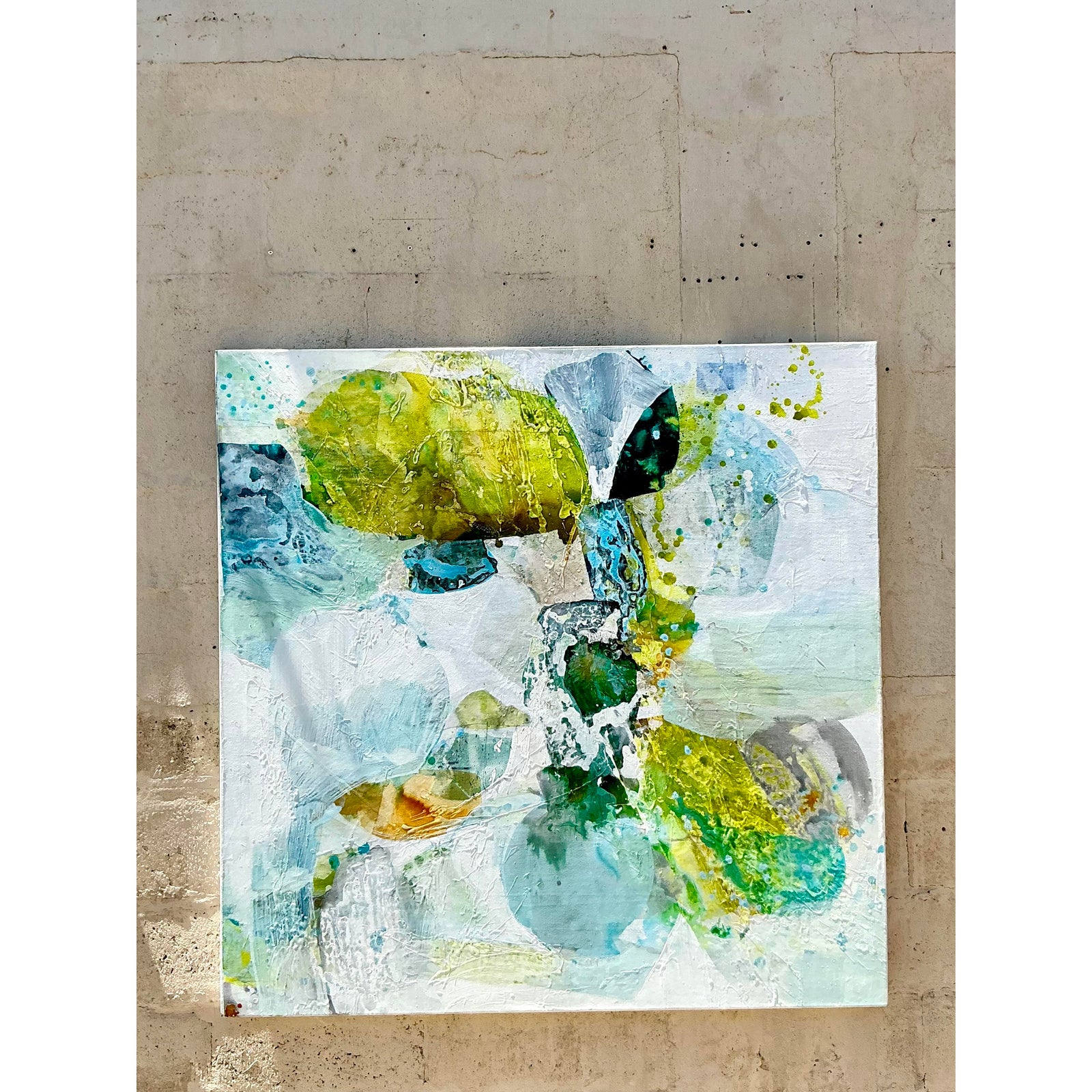 Vintage Boho Original Abstract Oil Painting on Canvas - Back view
