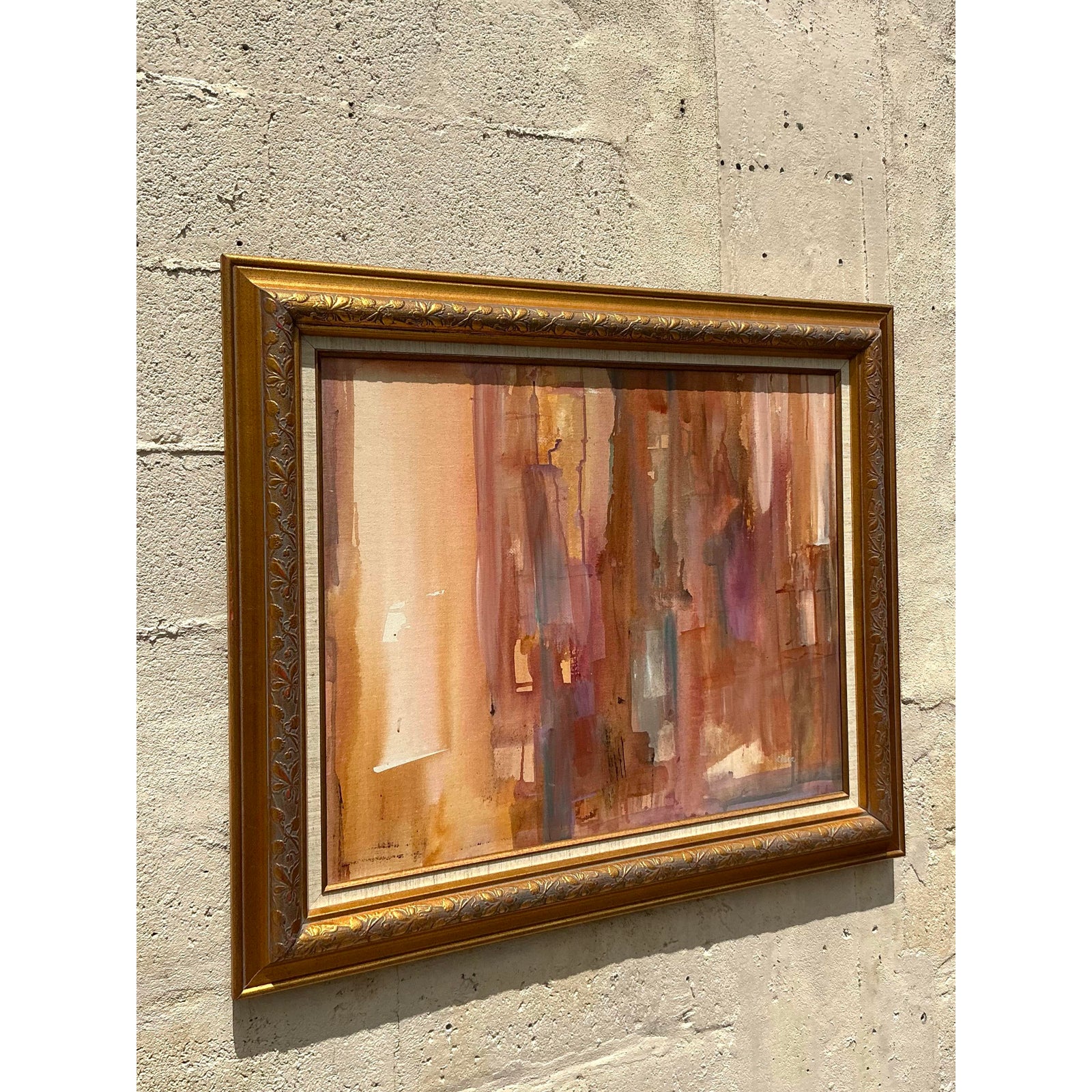 Vintage Boho Original Abstract Oil Painting on Canvas - Side view