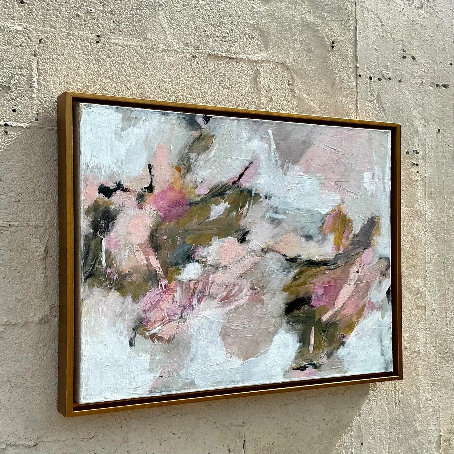 Vintage Boho Original Abstract Oil Painting on Canvas - Back view
