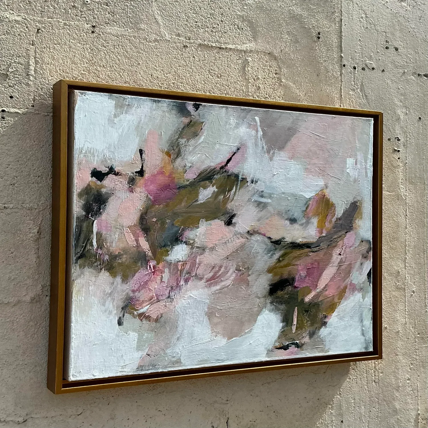 Vintage Boho Original Abstract Oil Painting on Canvas - Top view
