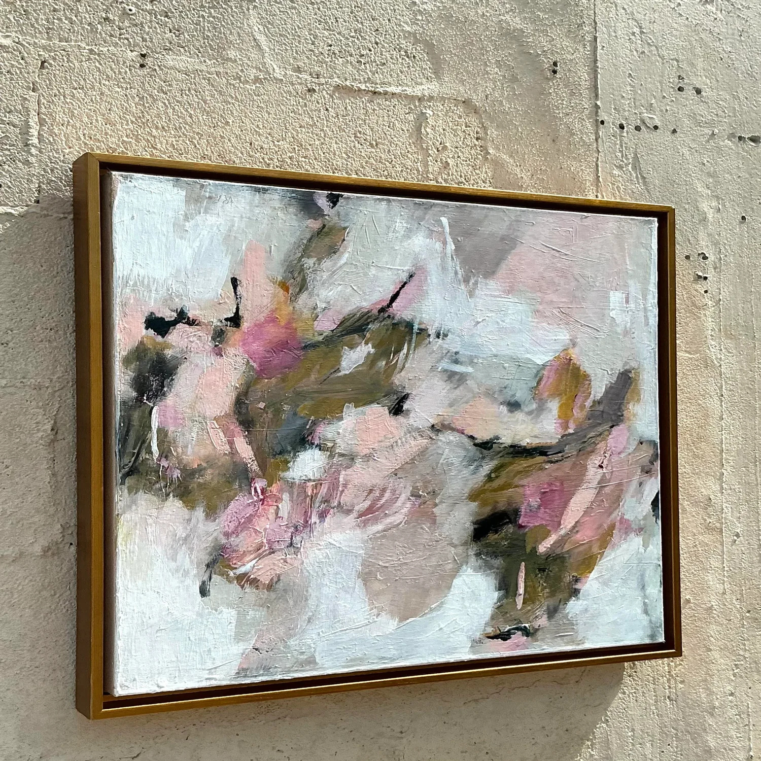 Vintage Boho Original Abstract Oil Painting on Canvas - Side view