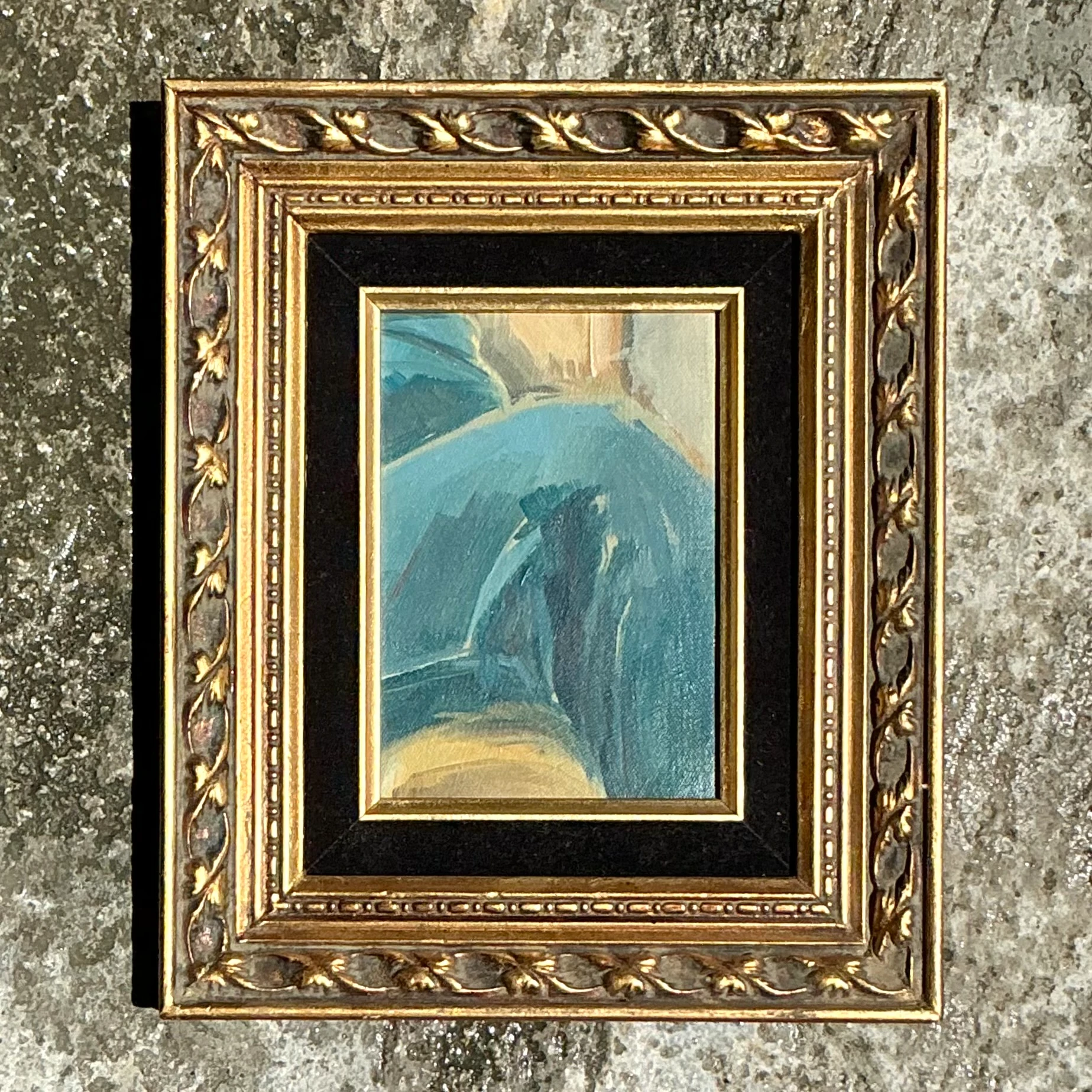 Vintage Boho Original Abstract Oil Painting on Canvas - Back view