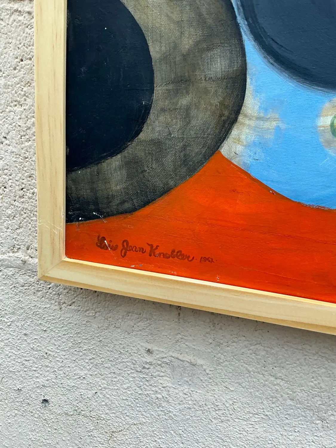 Vintage Boho Original Abstract Oil Painting on Canvas - Top view