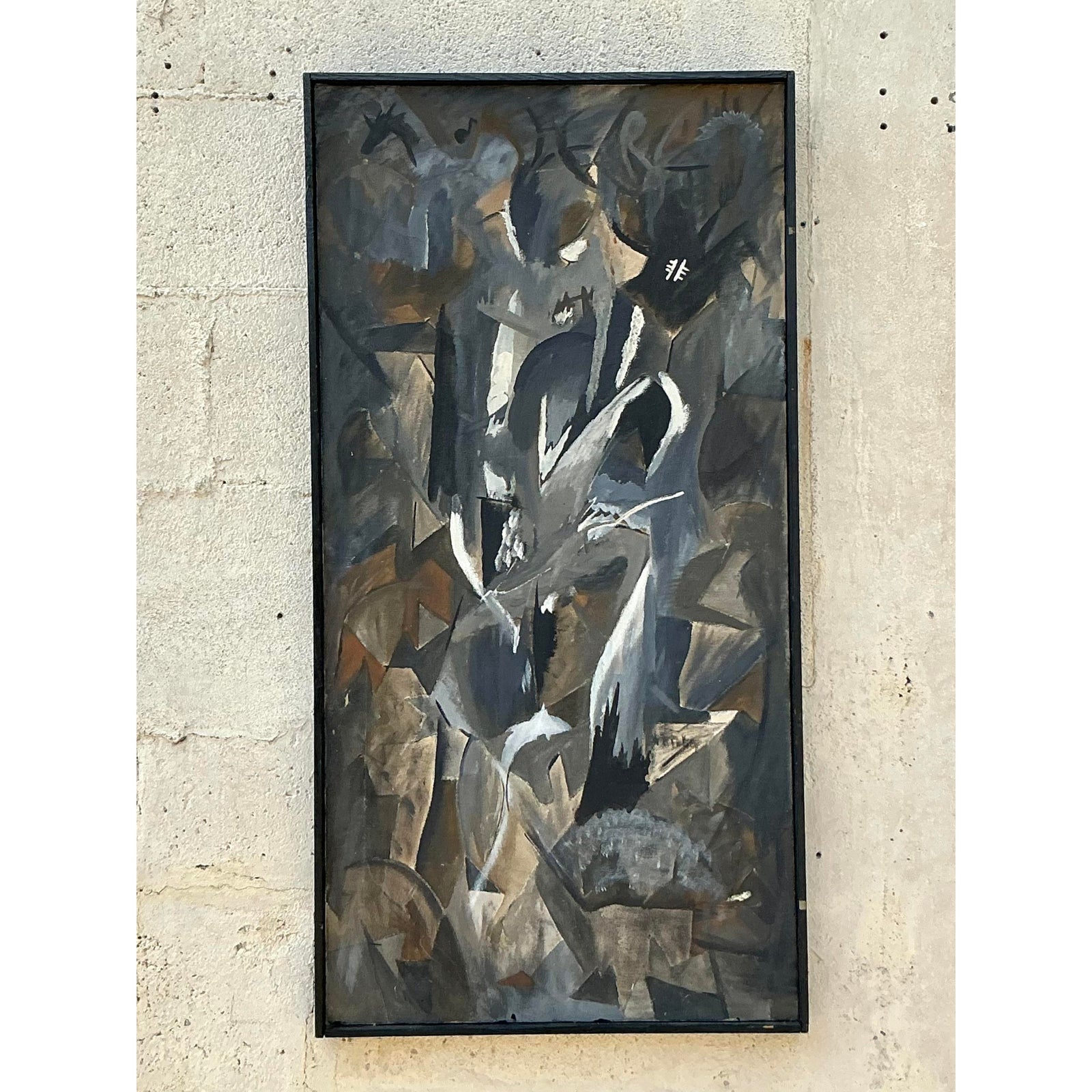 Vintage Boho Original Abstract Oil Painting on Canvas - Side view