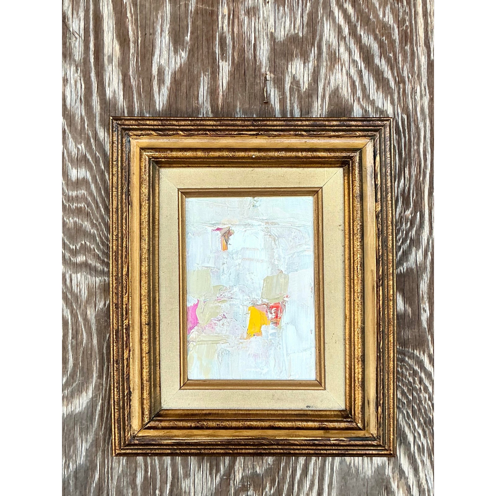 Vintage Boho Original Abstract Oil Painting on Canvas - Back view