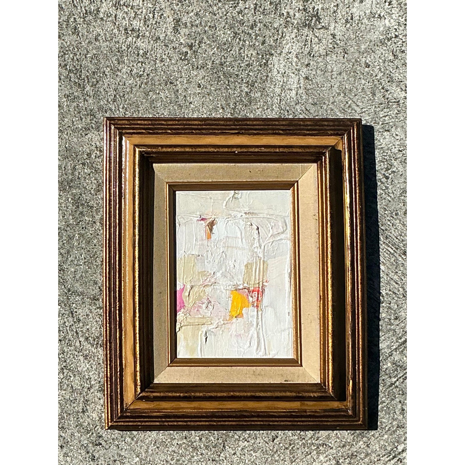 Vintage Boho Original Abstract Oil Painting on Canvas - Top view