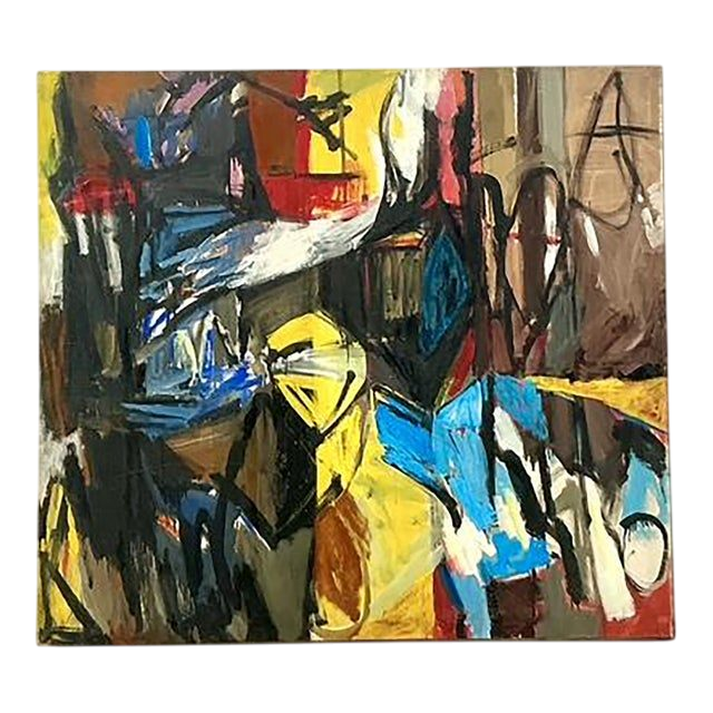 Vintage Boho Original Abstract Oil Painting on Canvas
