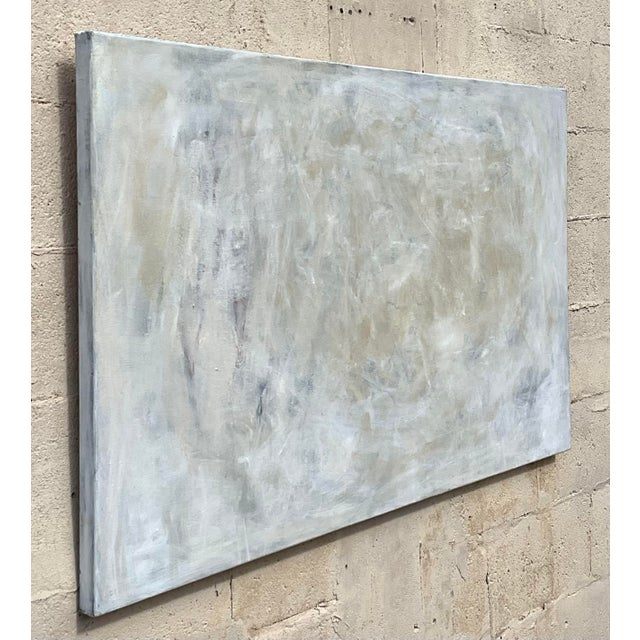 Vintage Boho Original Abstract Oil Painting on Canvas - Top view
