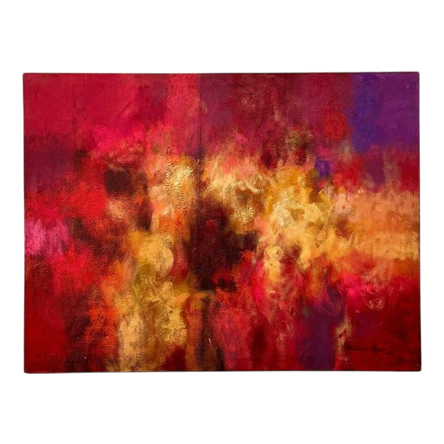 Vintage Boho Original Abstract Oil Painting on Canvas