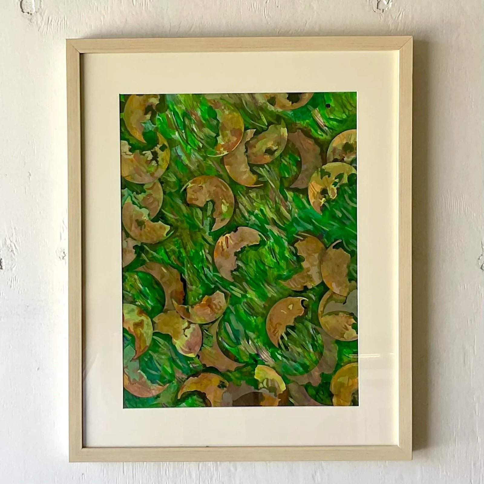Vintage Boho Original Abstract Oil Painting on Paper - Side view