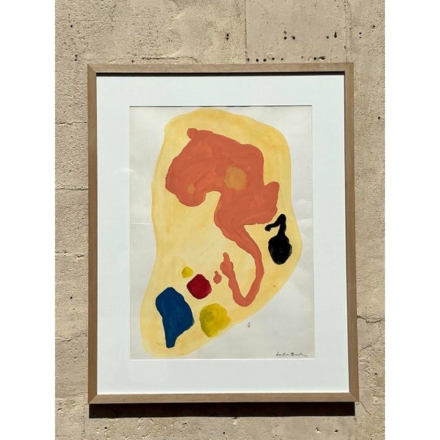 Vintage Boho Original Abstract Oil Painting on Paper - Back view