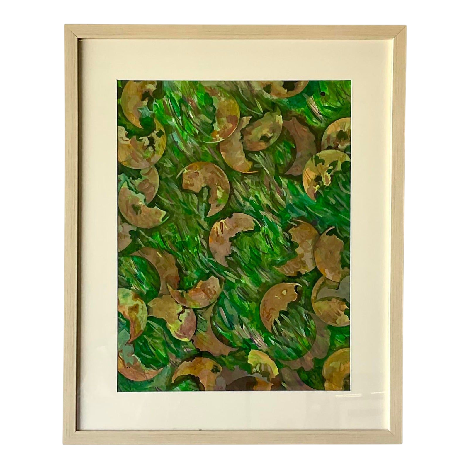 Vintage Boho Original Abstract Oil Painting on Paper