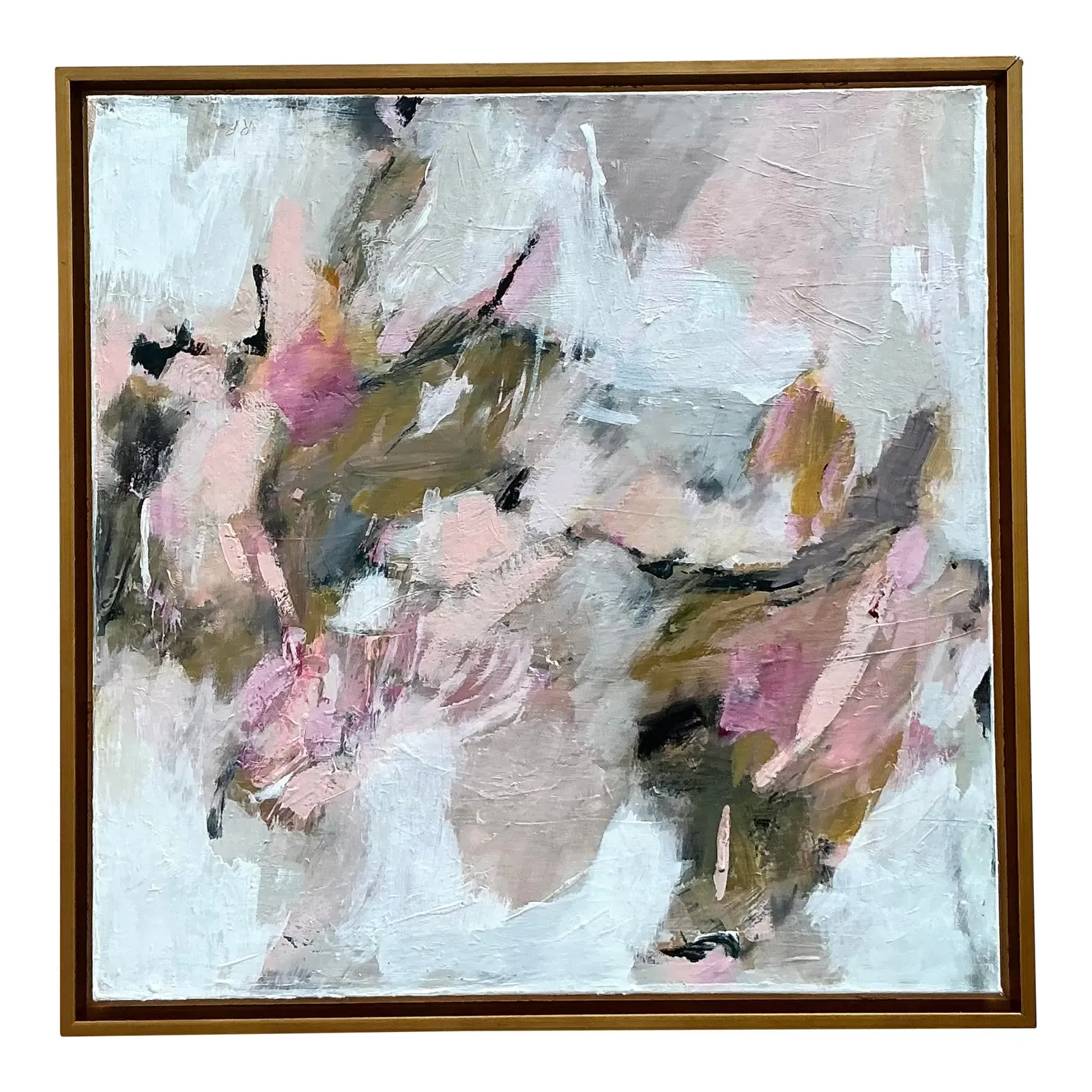Vintage Boho Original Abstract Painting on Canvas - Top view