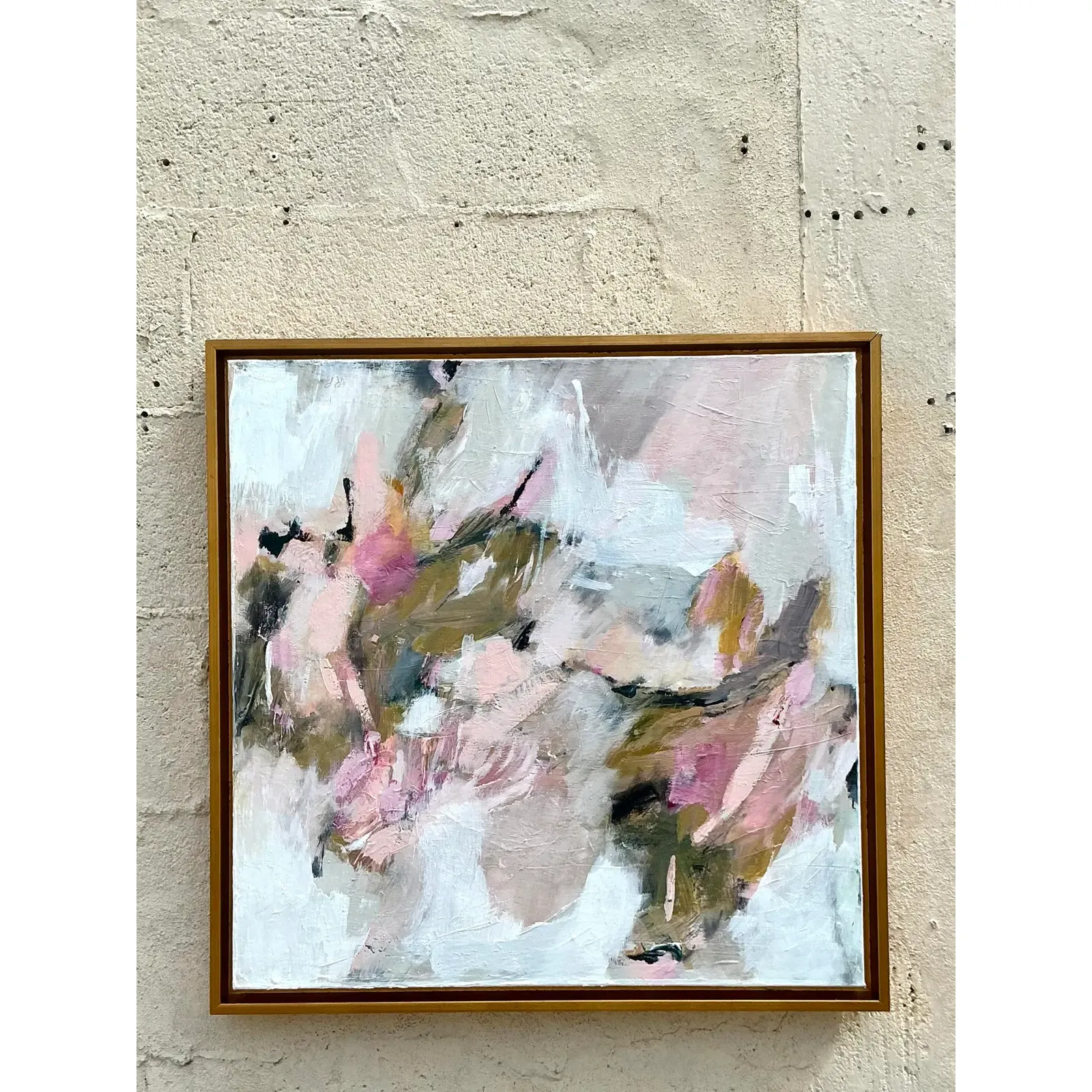 Vintage Boho Original Abstract Painting on Canvas - Side view