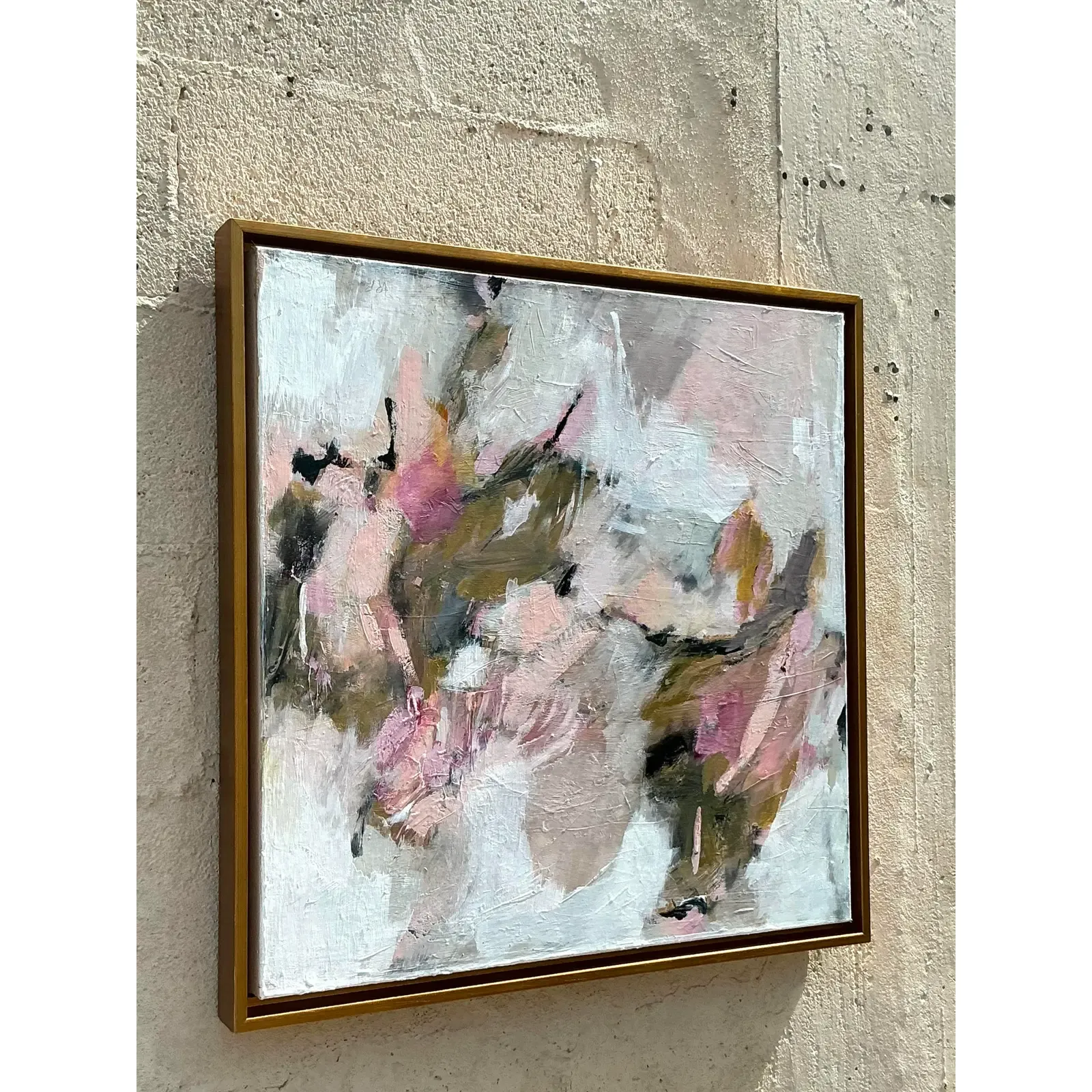 Vintage Boho Original Abstract Painting on Canvas - Back view