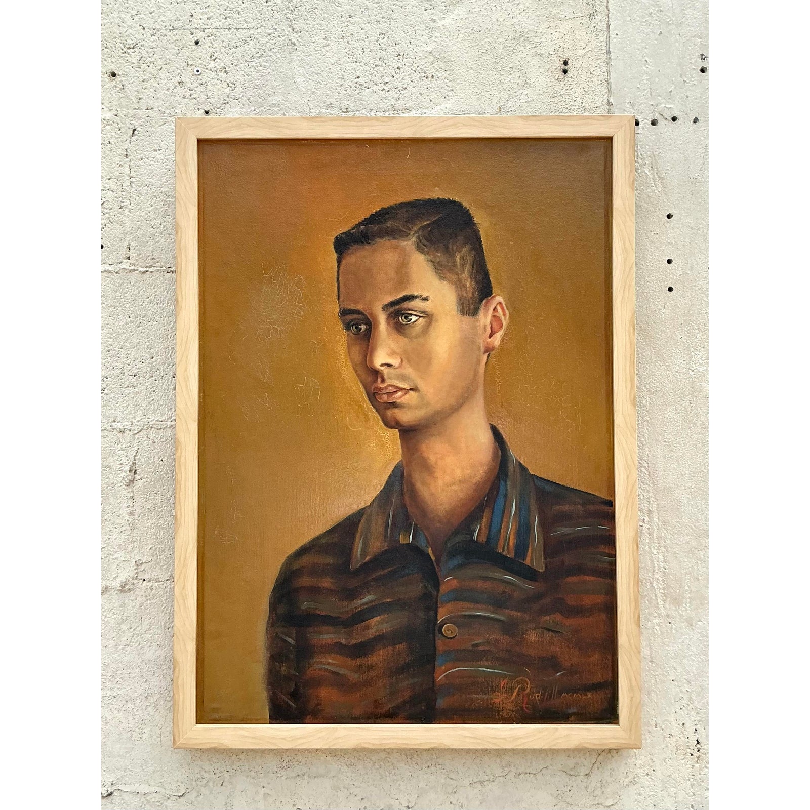 Vintage Boho Original Double Sided Portrait on Canvas - Back view