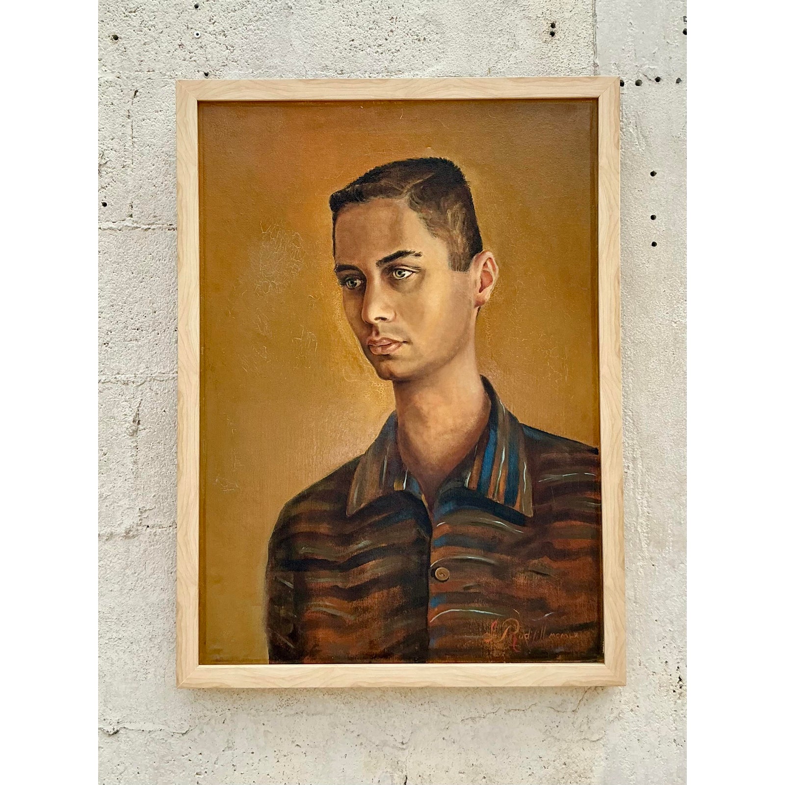 Vintage Boho Original Double Sided Portrait on Canvas - Side view