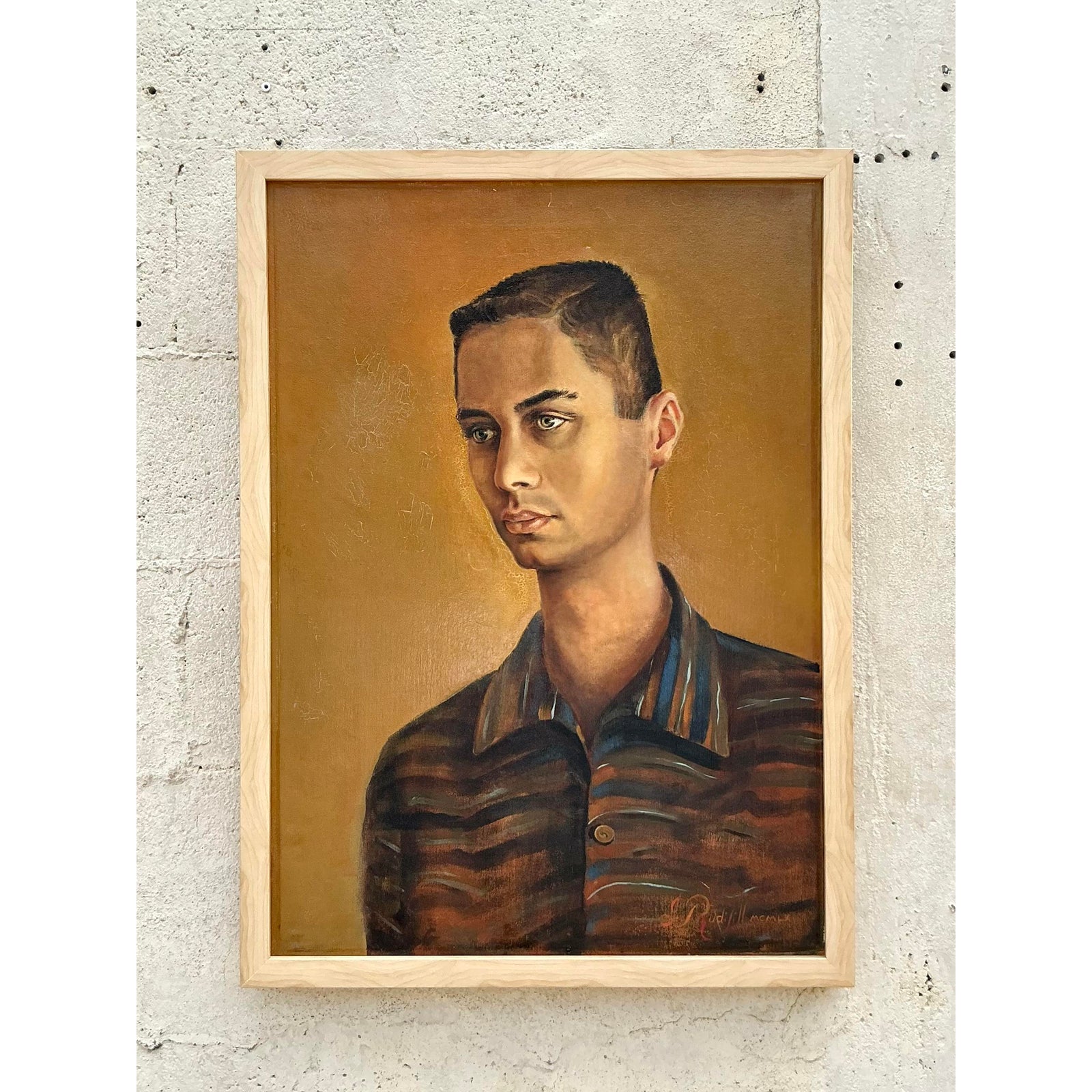 Vintage Boho Original Double Sided Portrait on Canvas - Top view