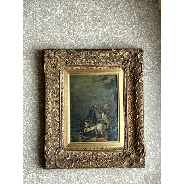 Vintage Boho Original Figurative Oil Painting on Canvas - Side view