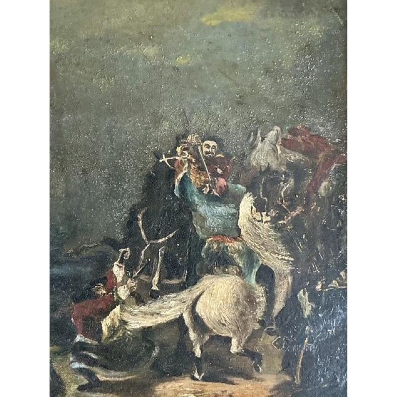 Vintage Boho Original Figurative Oil Painting on Canvas - Top view