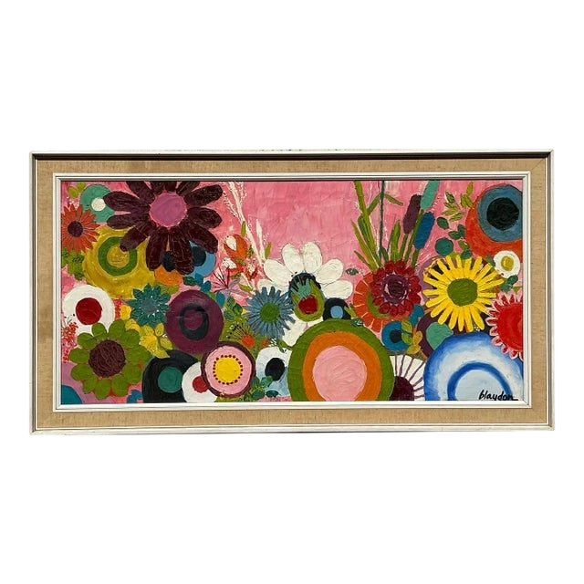Vintage Boho Original Floral Oil Painting on Canvas