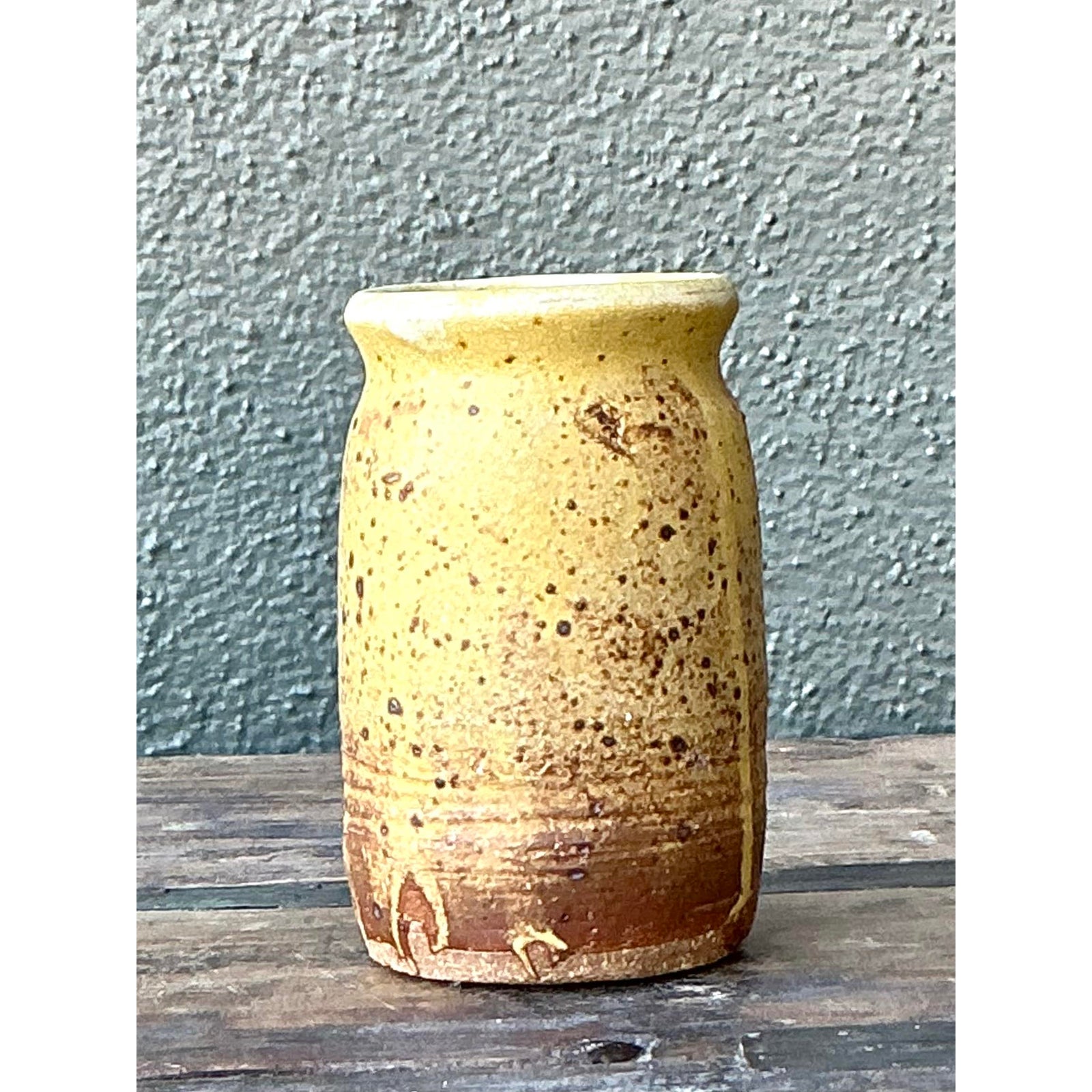 Vintage Boho Original Glazed Ceramic Vase - Detail view