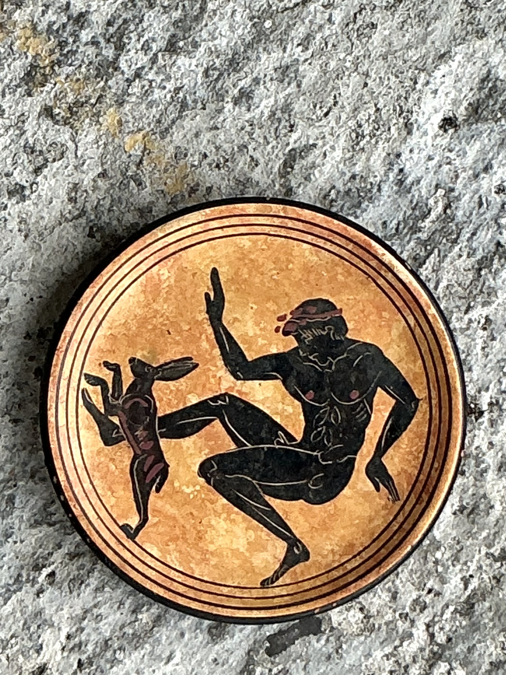 Vintage Boho Original Hand Painted Greek Plate - Side view
