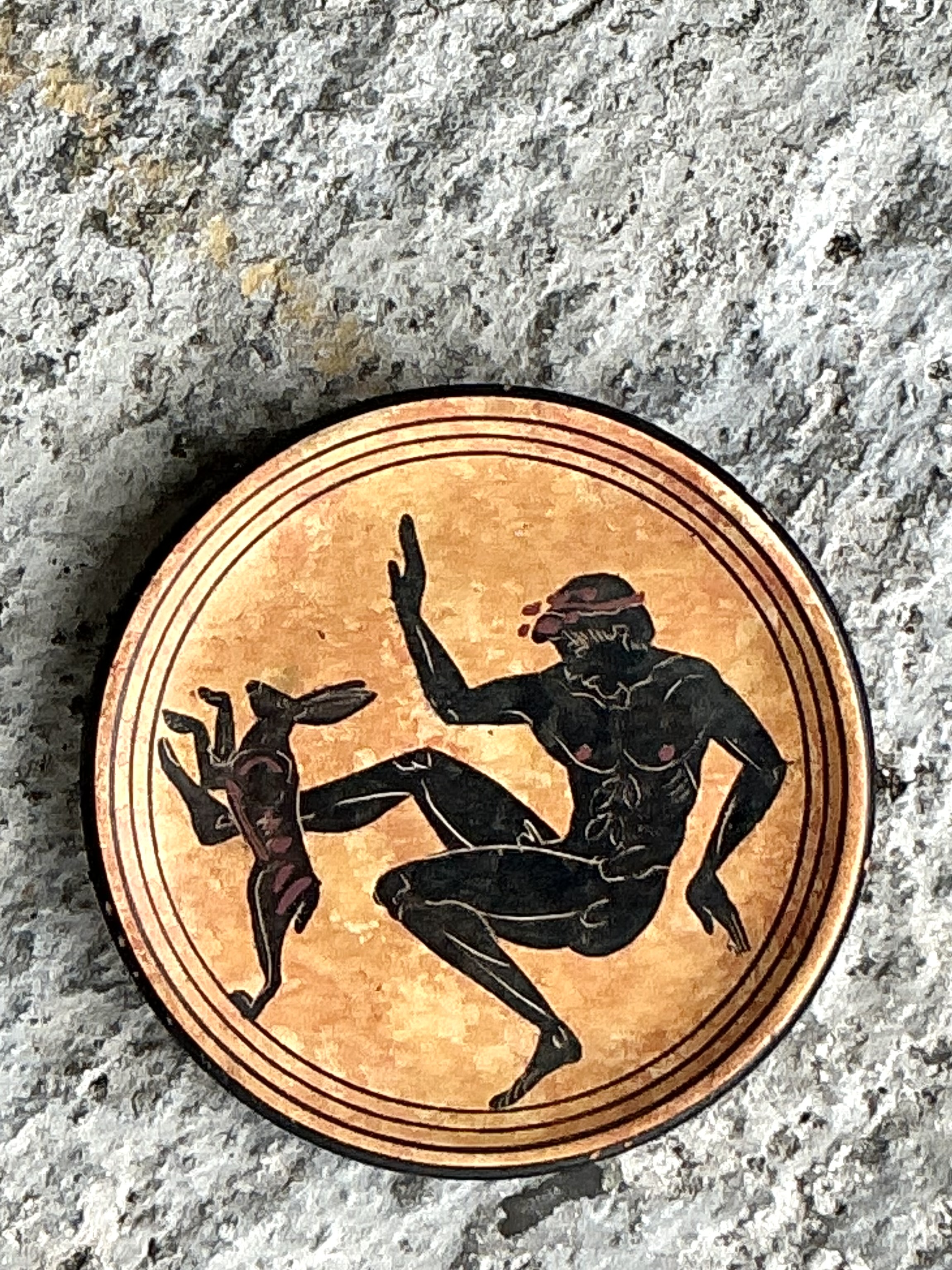 Vintage Boho Original Hand Painted Greek Plate - Top view