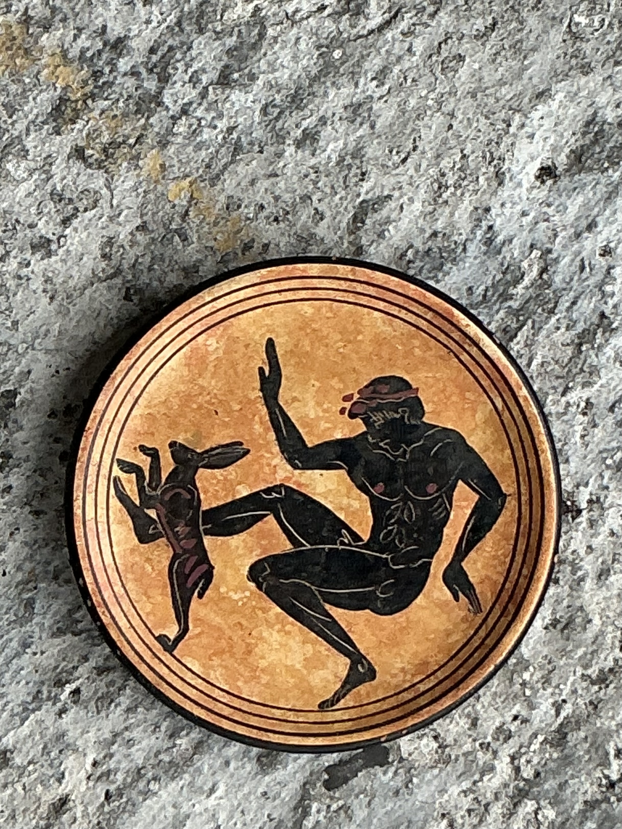 Vintage Boho Original Hand Painted Greek Plate - Back view