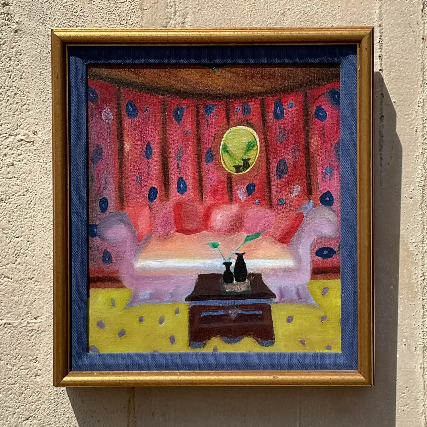 Vintage Boho Original Interiors Oil Painting on Canvas - Top view
