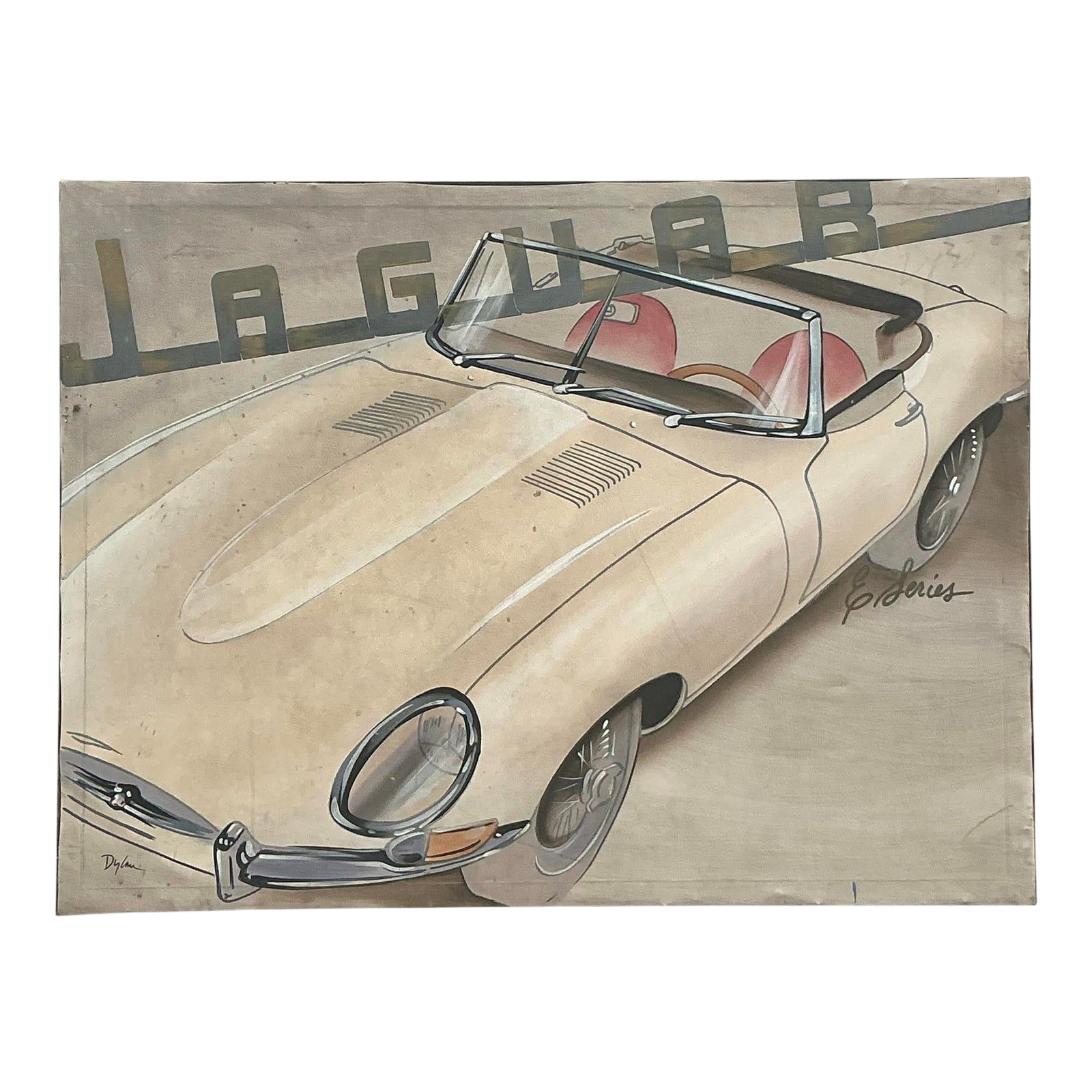 Vintage Boho Original Jaguar Oil Painting on Canvas