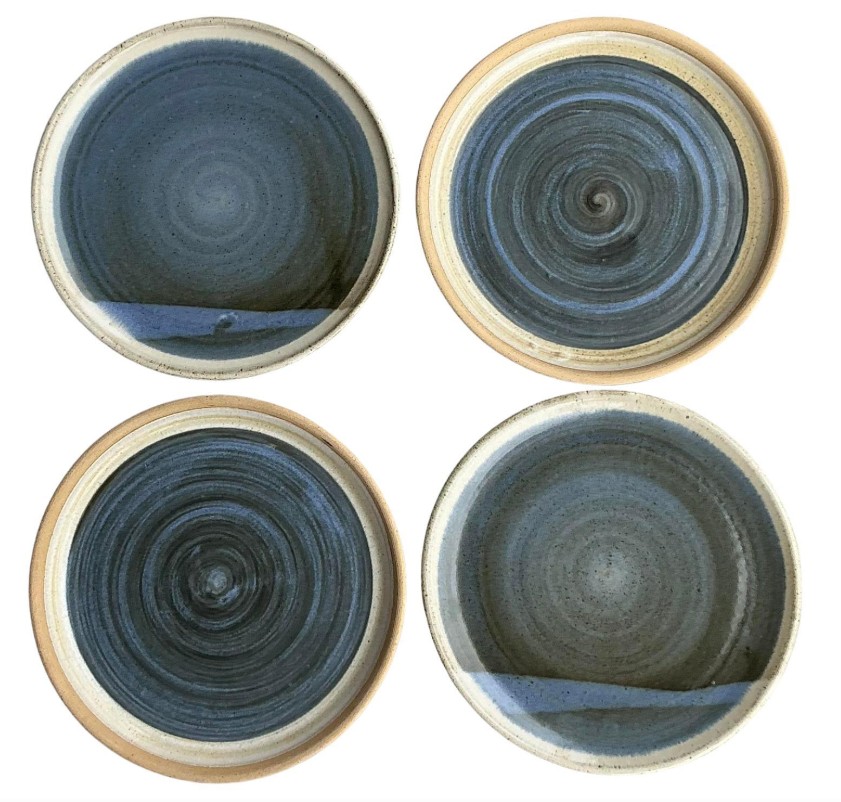Vintage Boho Original Jess Lord Studio Pottery Plates - Set of 4 - Detail view