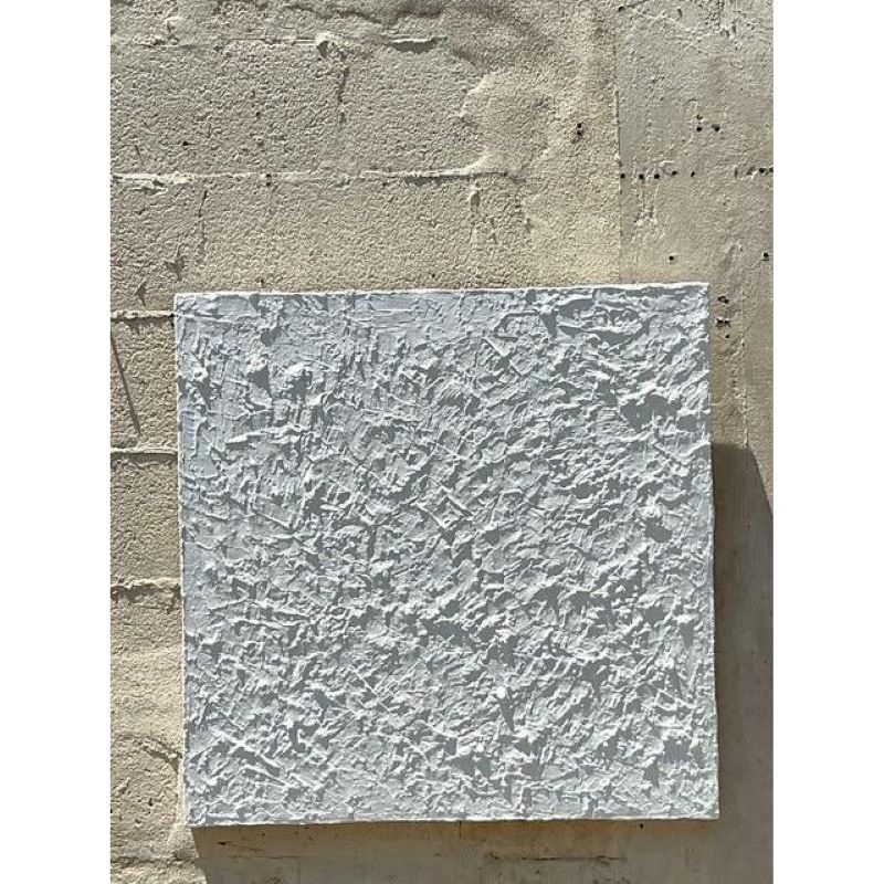Vintage Boho Original Mixed Media Abstract Painting on Canvas - Side view