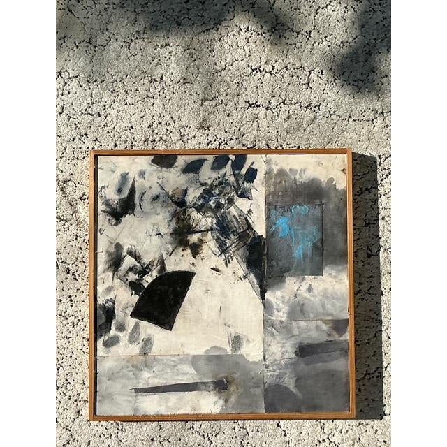 Vintage Boho Original Mixed Media Oil Painting on Canvas - Top view