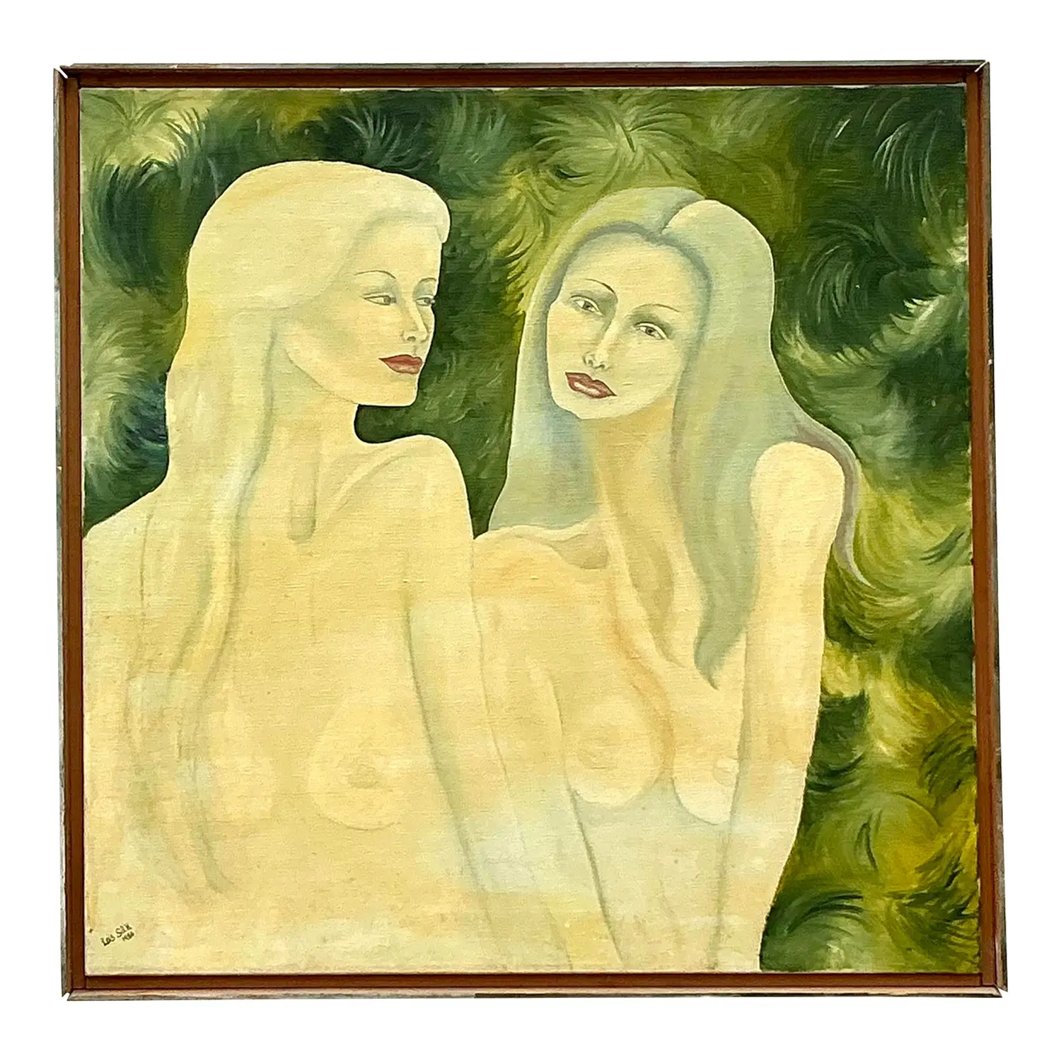 Vintage Boho Original Nude Figurative Oil Painting on Canvas