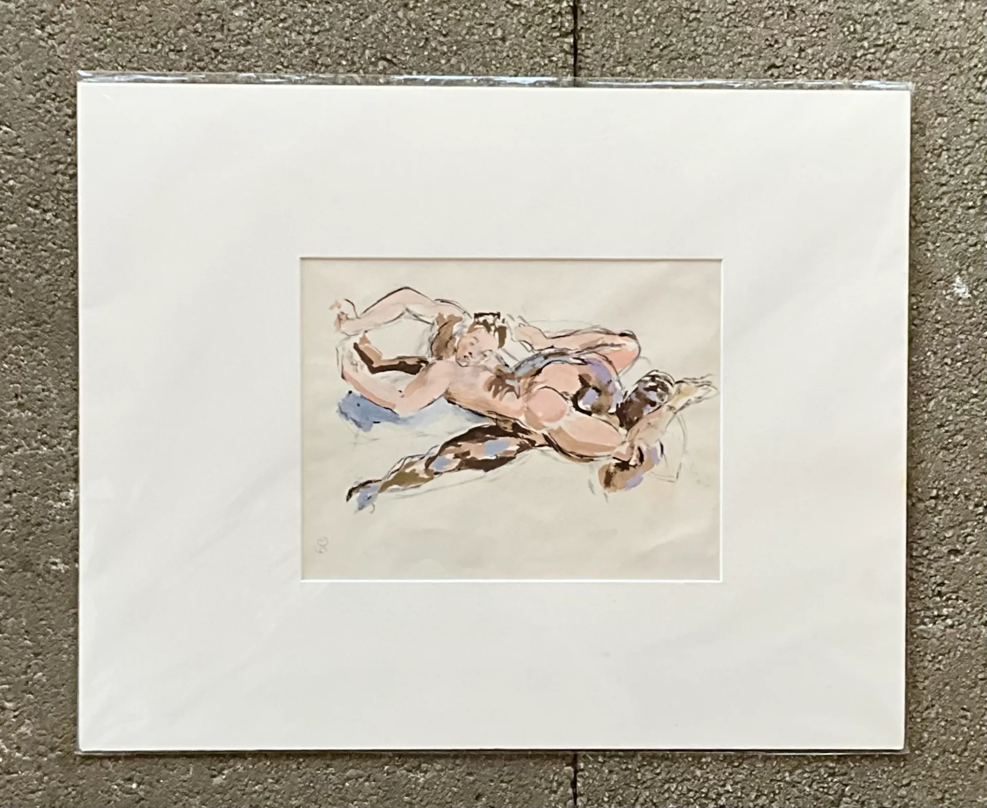 Vintage Boho Original Nude Figurative Painting  - Side view