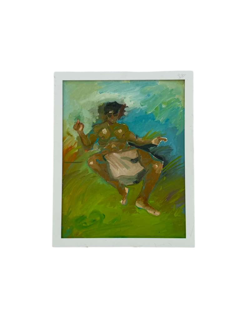 Vintage Boho Original Oil Figurative On Board